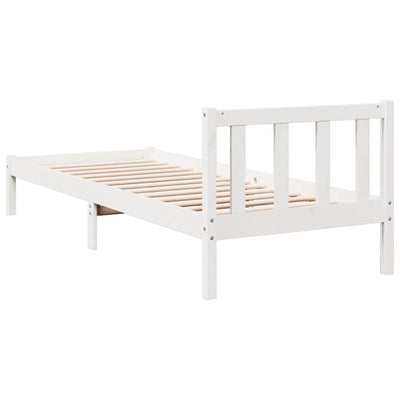 Sängynrunko erikoispitkä ei patjaa valk. 90x210 cm täysi mänty