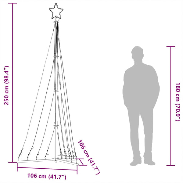 Sininen joulukuusenvalo Rebekka 250cm (447 led-valoa)