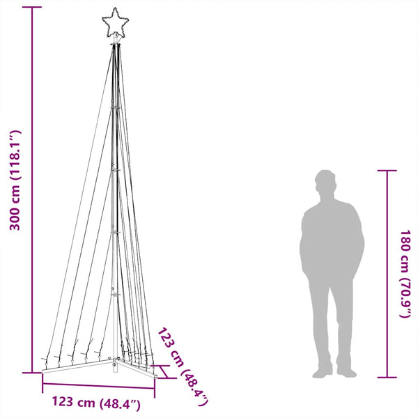 LED joulukuusi 495 sinistä LED-valoa 300,5 cm