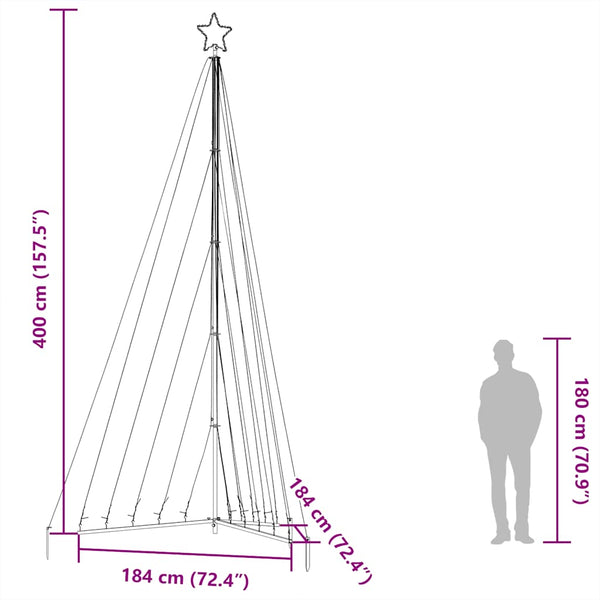 Värikäs joulukuusen led-valot Rebekka 400cm (570 led-valoa)