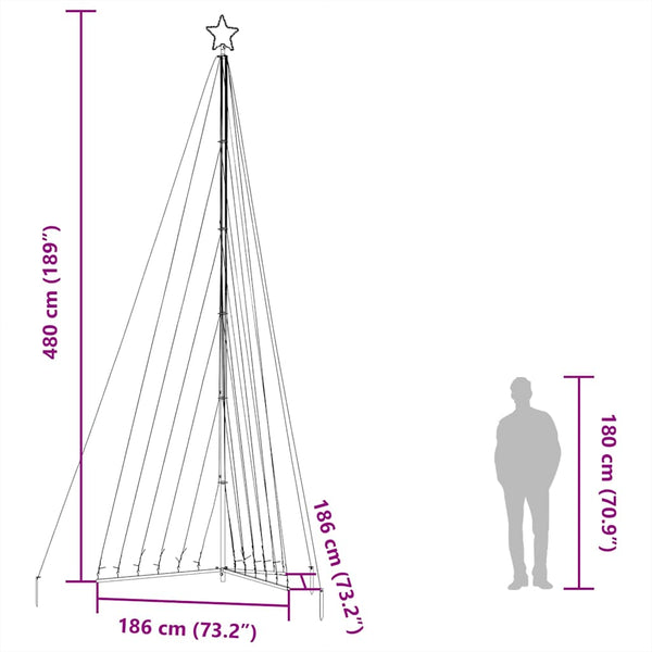 Värikäs joulukuusen led-valot Rebekka 480cm (789 led-valoa)