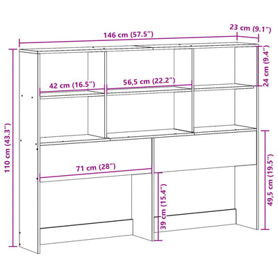 Sängynpääty säilytystilalla 140 cm täysi mänty