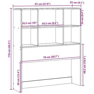 Vahanruskea sängynpääty säilytystilalla Saluc 75cm (mänty)