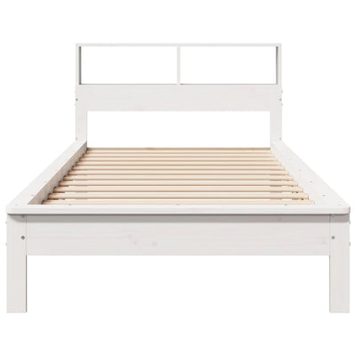 Sänky kirjahyllyllä ei patjaa valkoinen 75x190 cm täysi mänty