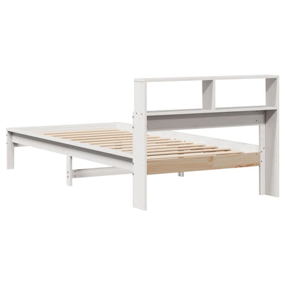 Sänky kirjahyllyllä ei patjaa valkoinen 75x190 cm täysi mänty