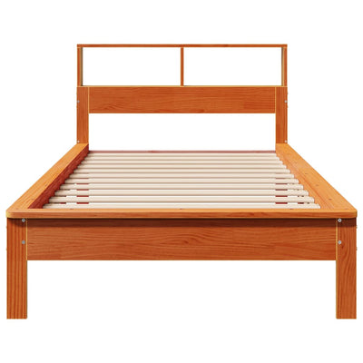 Sänky/kirjahylly ilman patjaa vahanruskea 75x190 cm täysi mänty