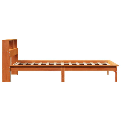 Sänky/kirjahylly ilman patjaa vahanruskea 75x190 cm täysi mänty