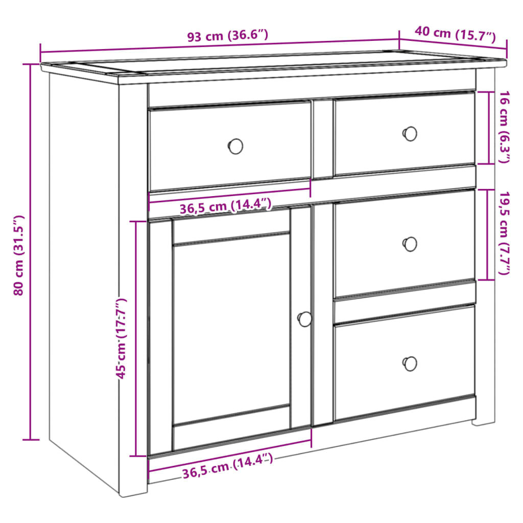 Senkki laatikoilla panama Vendelina 93x40x80cm (mänty)