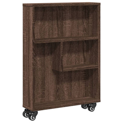 Kapea säilytysvaunu ruskea tammi 48x13x68 cm tekninen puu