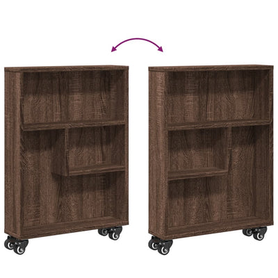 Kapea säilytysvaunu ruskea tammi 48x13x68 cm tekninen puu