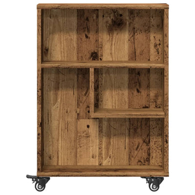 Kapea säilytysvaunu vanha puu 48x13x68 cm tekninen puu