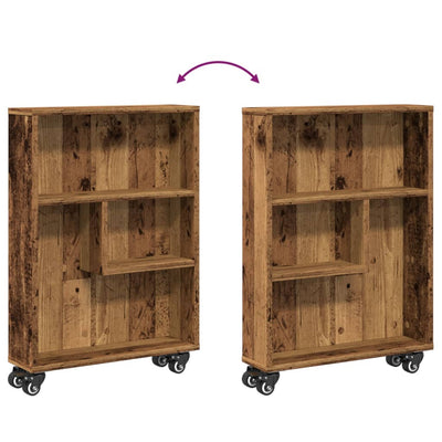 Kapea säilytysvaunu vanha puu 48x13x68 cm tekninen puu