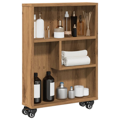 Kapea säilytysvaunu artesaani tammi 48x13x68 cm tekninen puu
