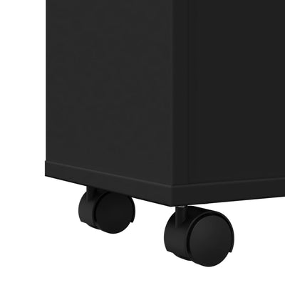 Musta kapea kylpyhuonekaappi pyörillä Rachel (puinen)