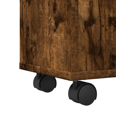 Savutammi kapea kylpyhuonekaappi Rachel (pyörillä, puinen)