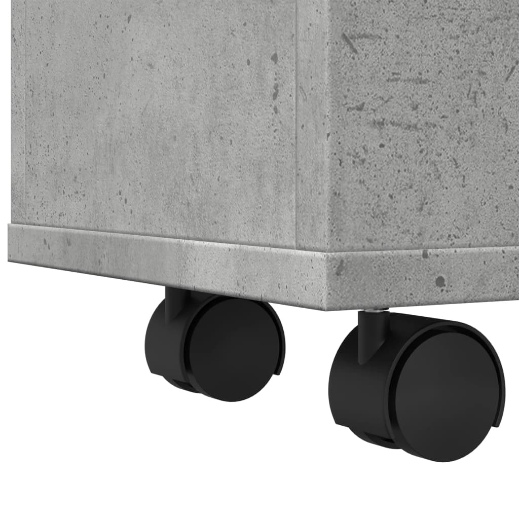 Betoninharmaa kapea kylpyhuonekaappi pyörillä Despau (puinen)