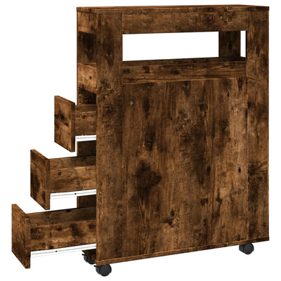 Savutammi kapea kylpyhuonekaappi Despau (pyörillä, puinen)