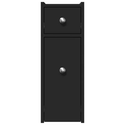 Musta kapea kylpyhuonekaappi pyörillä Arthur (puinen)