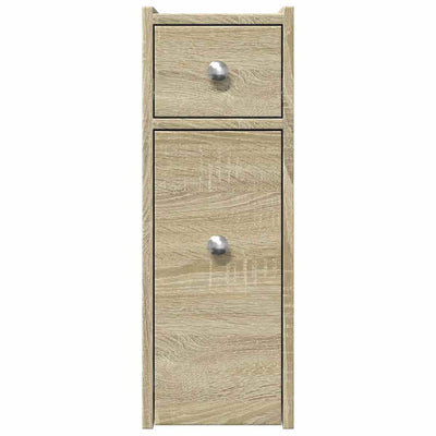 Sonoma-tammi kapea kylpyhuonekaappi pyörillä Arthur (puinen)