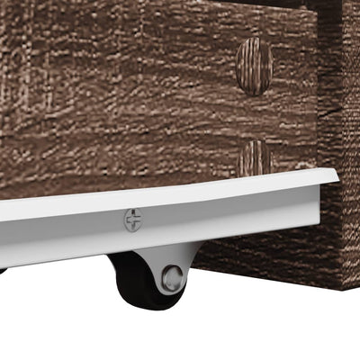 Ruskea kapea kylpyhuonekaappi Gellerd (pyörillä, tammi puinen)