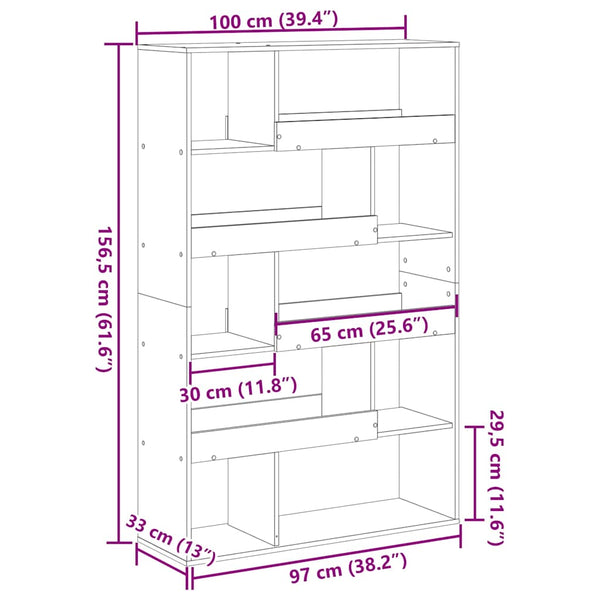 Kirjahylly musta 100x33x156,5 cm tekninen puu