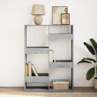 Kirjahylly betoninharmaa 100x33x135 cm tekninen puu