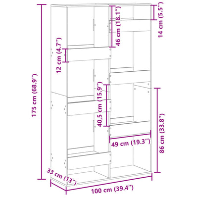 Kirjahylly ruskea tammi 100x33x175 cm tekninen puu