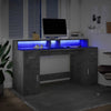 Työpöytä LED-valoilla betoninharmaa 160x55x91 cm tekninen puu