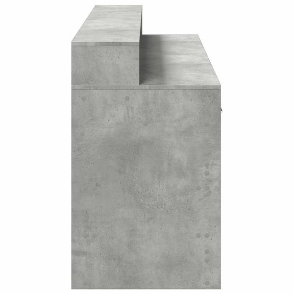 Työpöytä LED-valoilla betoninharmaa 160x55x91 cm tekninen puu