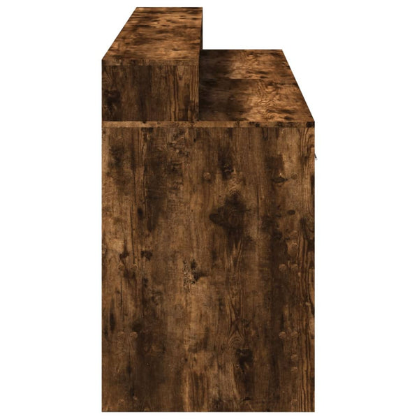 Työpöytä LED-valoilla savutammi 160x55x91 cm tekninen puu