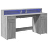 Työpöytä LED-valoilla harmaa Sonoma 160x55x91 cm tekninen puu