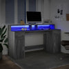 Työpöytä LED-valoilla harmaa Sonoma 160x55x91 cm tekninen puu