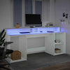 Työpöytä LED-valoilla valkoinen 200x55x91 cm tekninen puu