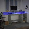 Työpöytä LED-valoilla betoninharmaa 200x55x91 cm tekninen puu