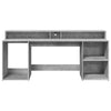 Työpöytä LED-valoilla betoninharmaa 200x55x91 cm tekninen puu