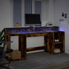 Työpöytä LED-valoilla savutammi 200x55x91 cm tekninen puu