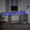 Työpöytä LED-valoilla harmaa Sonoma 200x55x91 cm tekninen puu