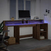 Työpöytä LED-valoilla ruskea tammi 200x55x91 cm tekninen puu