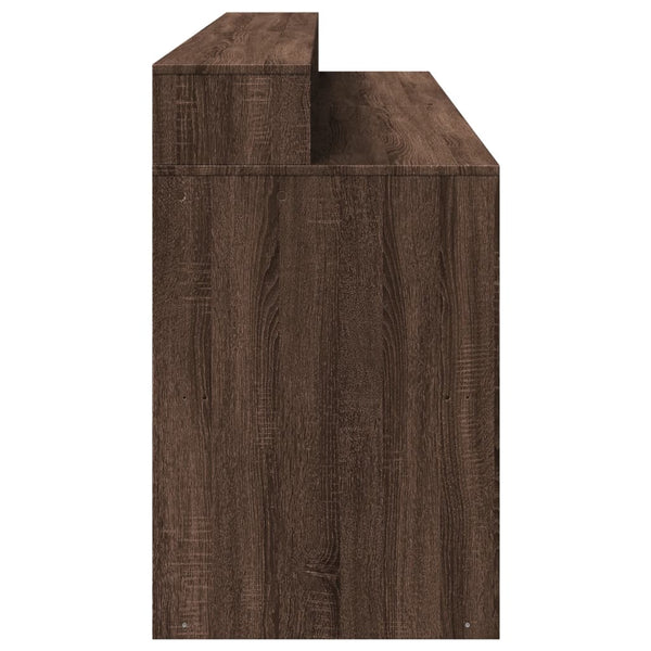 Työpöytä LED-valoilla ruskea tammi 200x55x91 cm tekninen puu