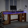 Työpöytä LED-valoilla vanha puu 200x55x91 cm tekninen puu