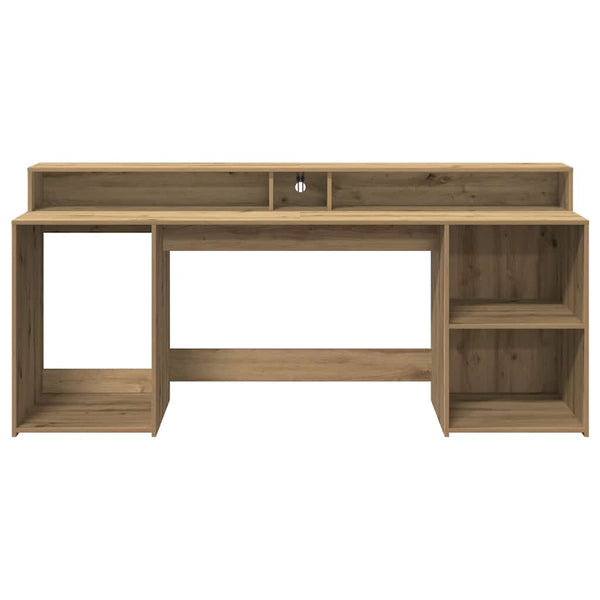 Työpöytä LED-valoilla artesaani tammi 200x55x91 cm tekninen puu