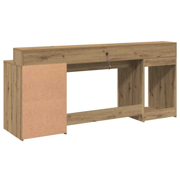 Työpöytä LED-valoilla artesaani tammi 200x55x91 cm tekninen puu