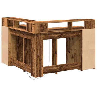 Työpöytä led-valoilla Copaceni 130x130x91cm (vanha puu, puinen)