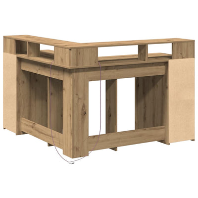 Työpöytä led-valoilla Copaceni 130x130x91cm (artesaani tammi, puinen)