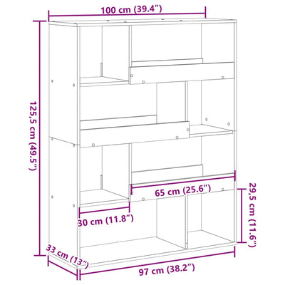 Huoneenjakaja harmaa Sonoma 100x33x125,5 cm tekninen puu