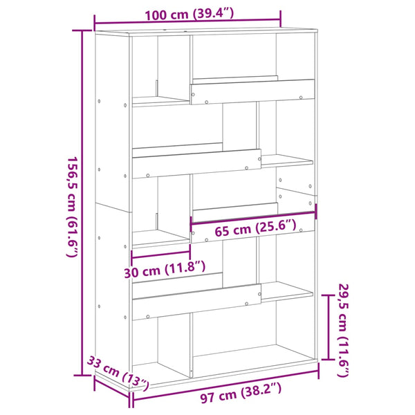 Huoneenjakaja betoninharmaa 100x33x156,5 cm tekninen puu