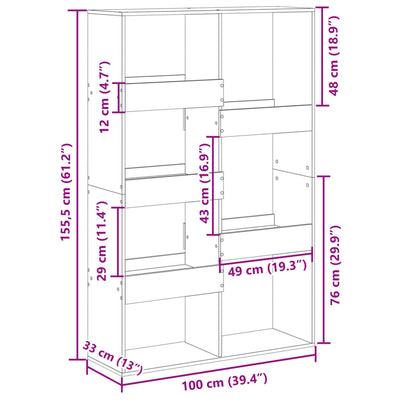 Huoneenjakaja musta 100x33x155,5 cm tekninen puu