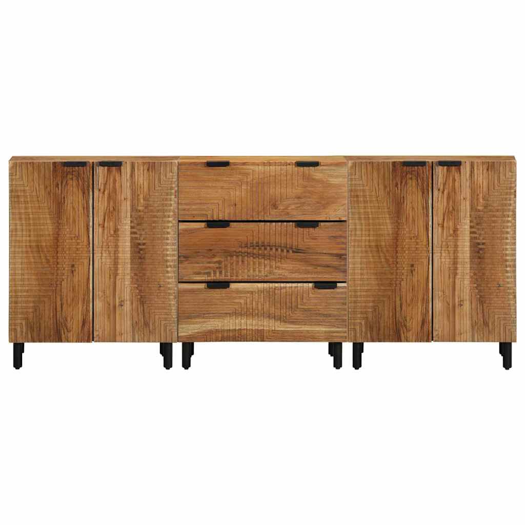 Sivupöytäsarja 3 kpl 180 x 33 x 75 cm Tiheä akasiapuu Brown