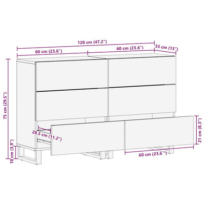 Sivupöydät 2 pcs Ruskea 60 x 33.5 x 75 cm täysi mangopuu