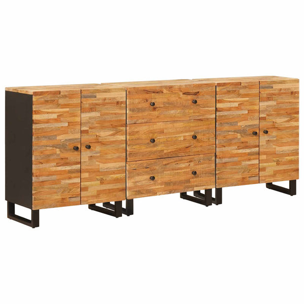 Sivupöytä 3 kpl 60 x 33 x 75 cm Kiinteä mango puu Ruskea